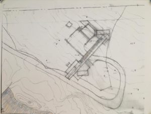 Site sketch for Water Bridge House in Cold Spring NY, by architect N. Scott Johnson